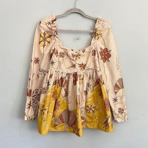 Anthropologie Let Me Be Top Women Size 2XS Floral Babydoll Flaw